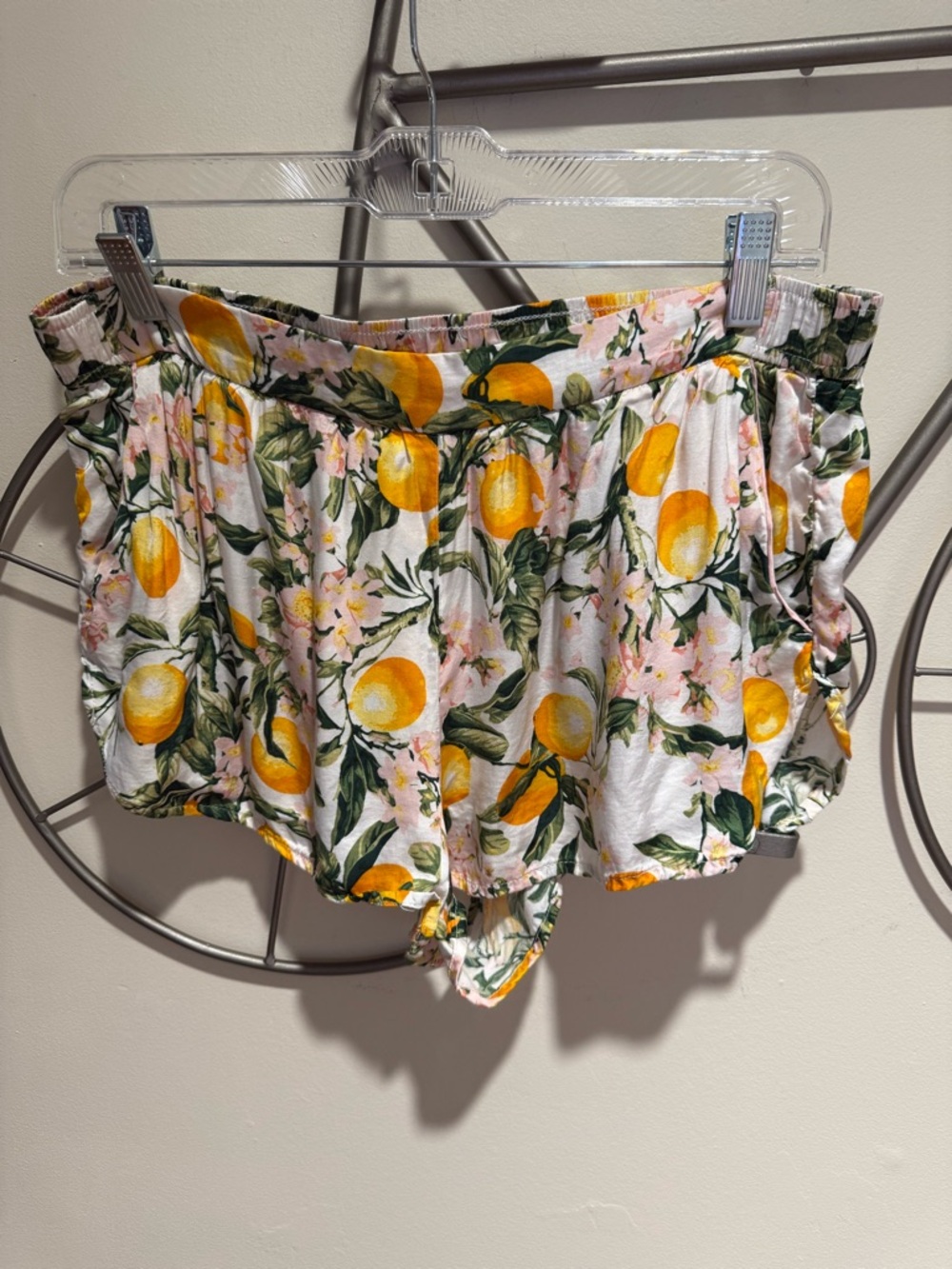 Anthropologie Lemon Print Summer Lounge Shorts - Pink & Yellow Size M